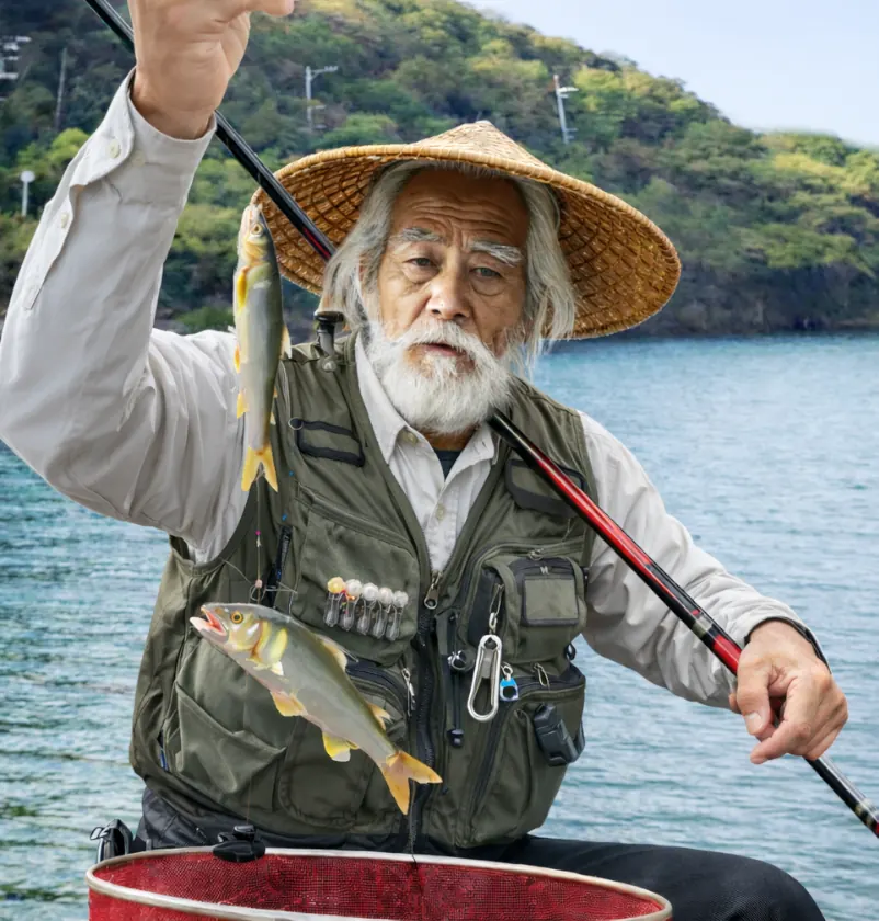 勝浦川でアユの釣果を得た米田.webp