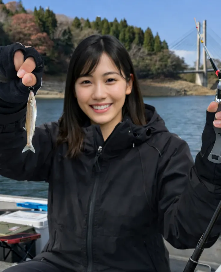 北山ダムでワカサギの釣果を得た黒川.webp