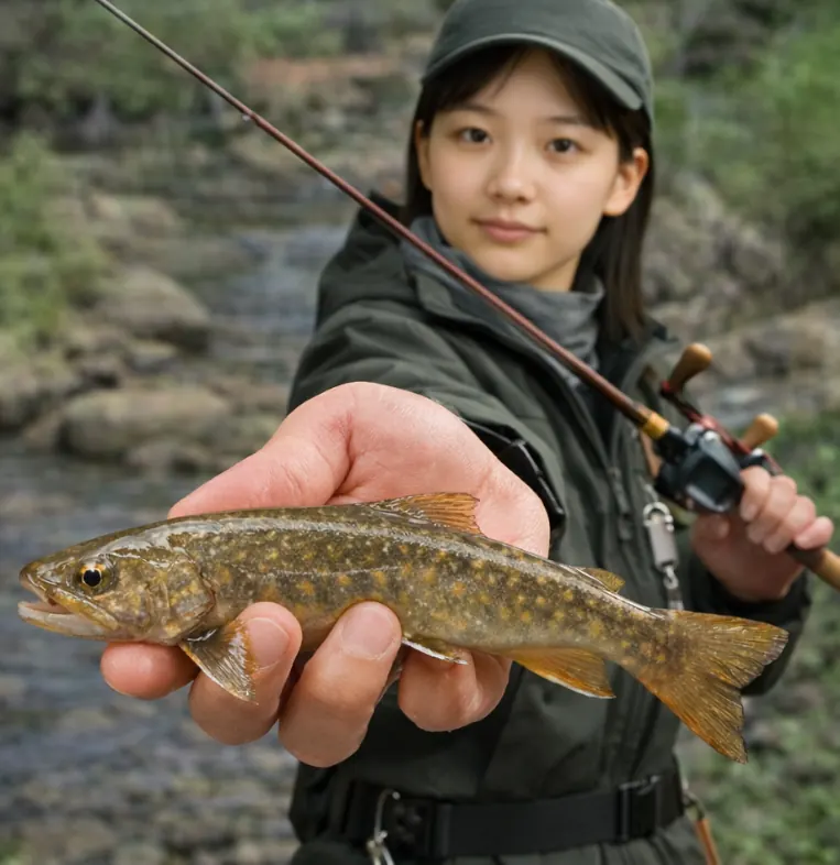 名立川でイワナの釣果を得た森永.webp