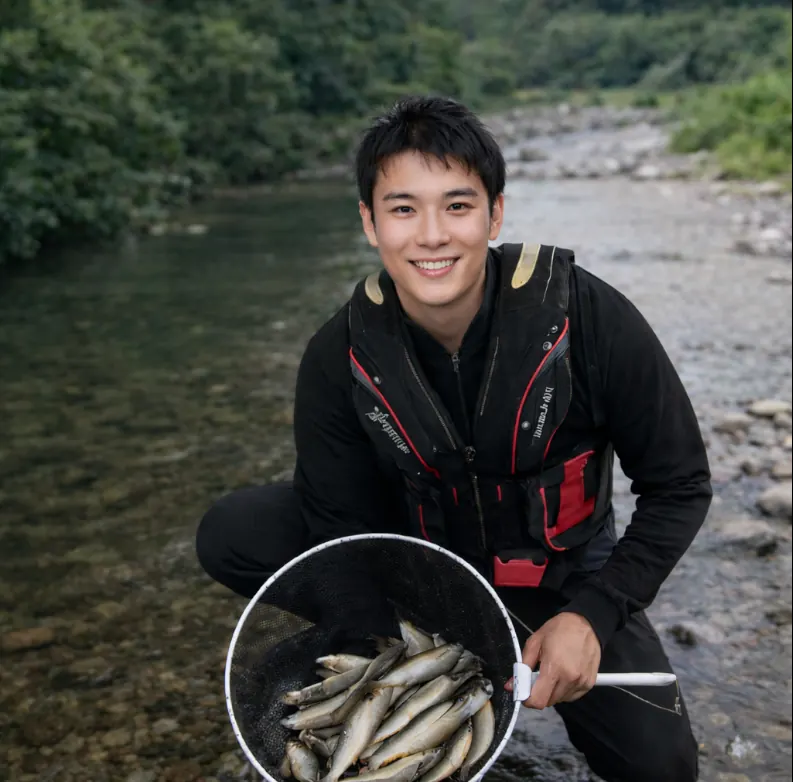 和良川でアユの釣果を得た新崎.webp