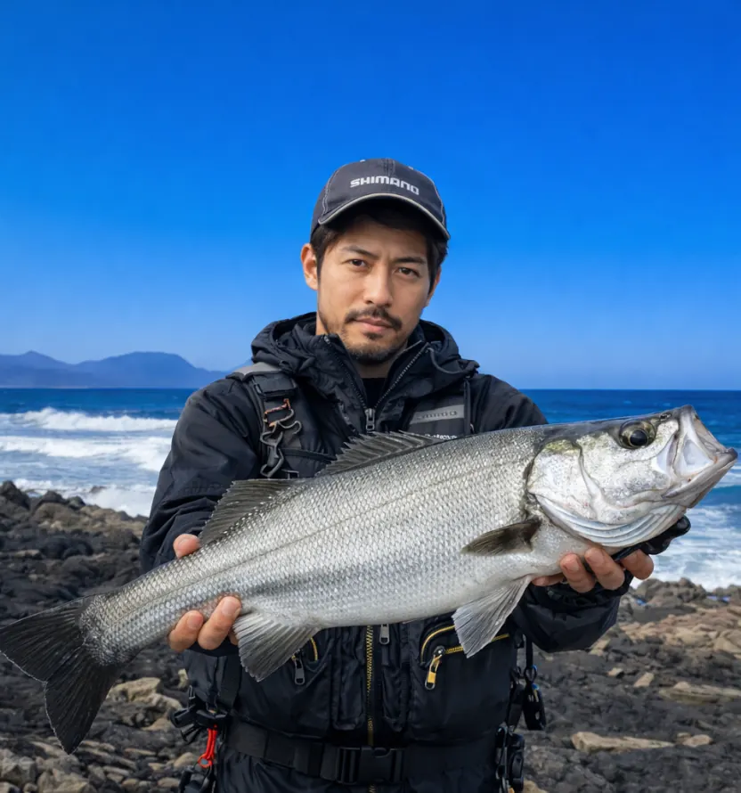 四季咲岬でヒラスズキの釣果を得た広岡.webp