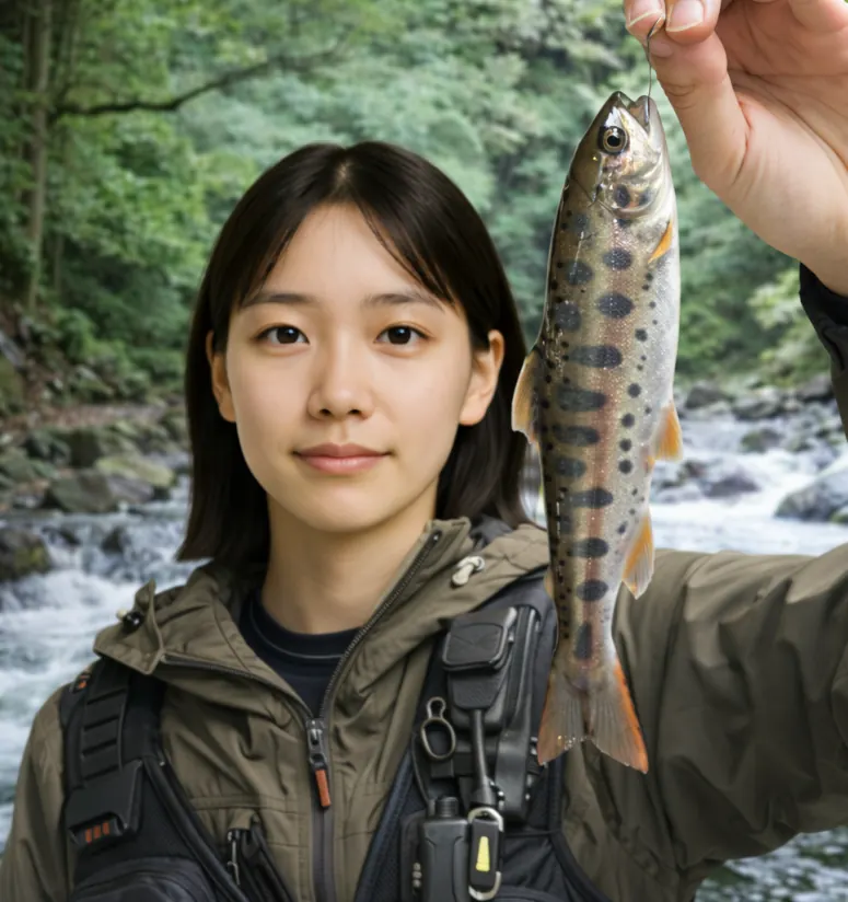 四時川でヤマメの釣果を得た森永.webp