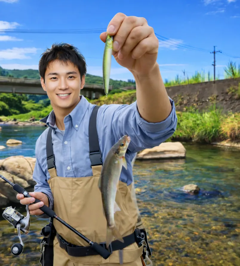 土岐川でアユの釣果を得た新崎.webp