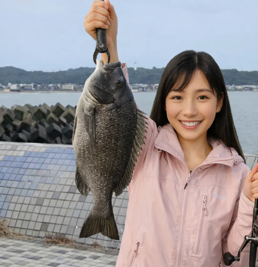 坂ノ下護岸でクロダイの釣果を得た黒川.webp