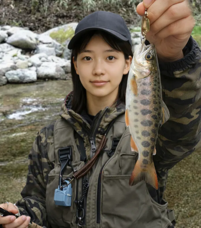 夏井川でヤマメの釣果を得た森永.webp