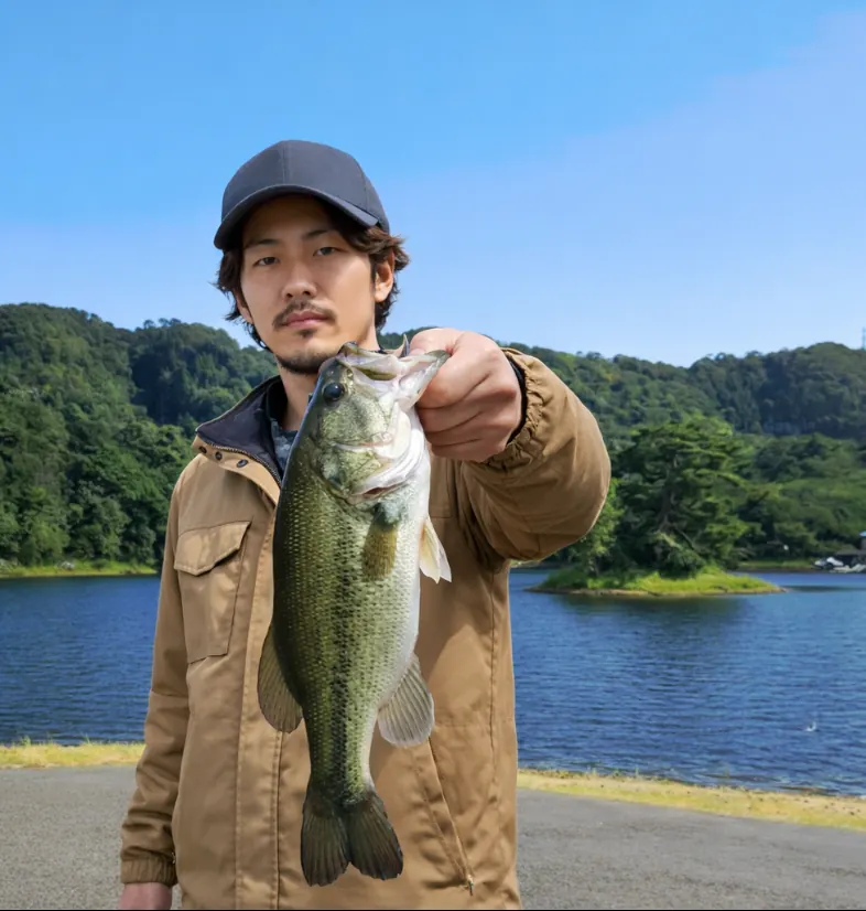 多鯰ヶ池でブラックバスの釣果を得た澤田.webp