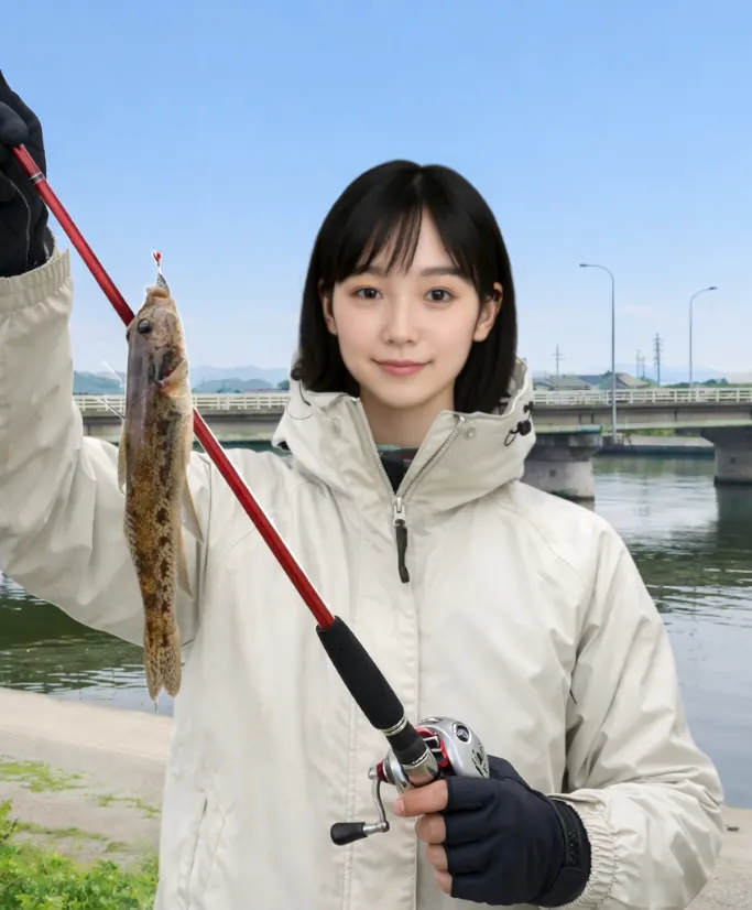 夢前川でハゼの釣果を得た国生.webp