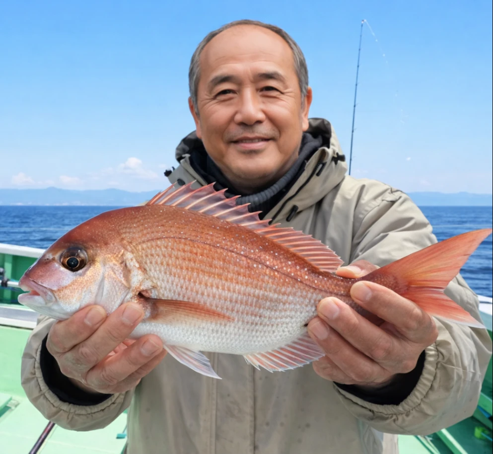 大原沖でマダイの釣果を得た田能村.webp