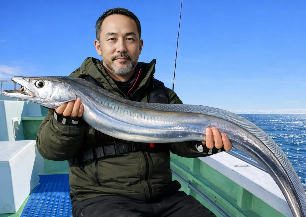 大阪湾でタチウオの釣果を得た渡辺.webp