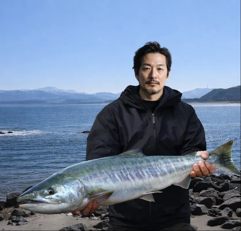 太櫓川河口でサケの釣果を得た佐々木.webp