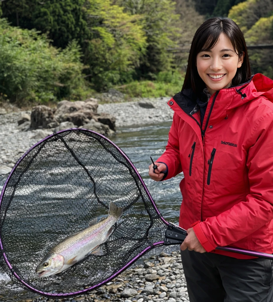 奥多摩フィッシングセンターでニジマスの釣果を得た黒川.webp