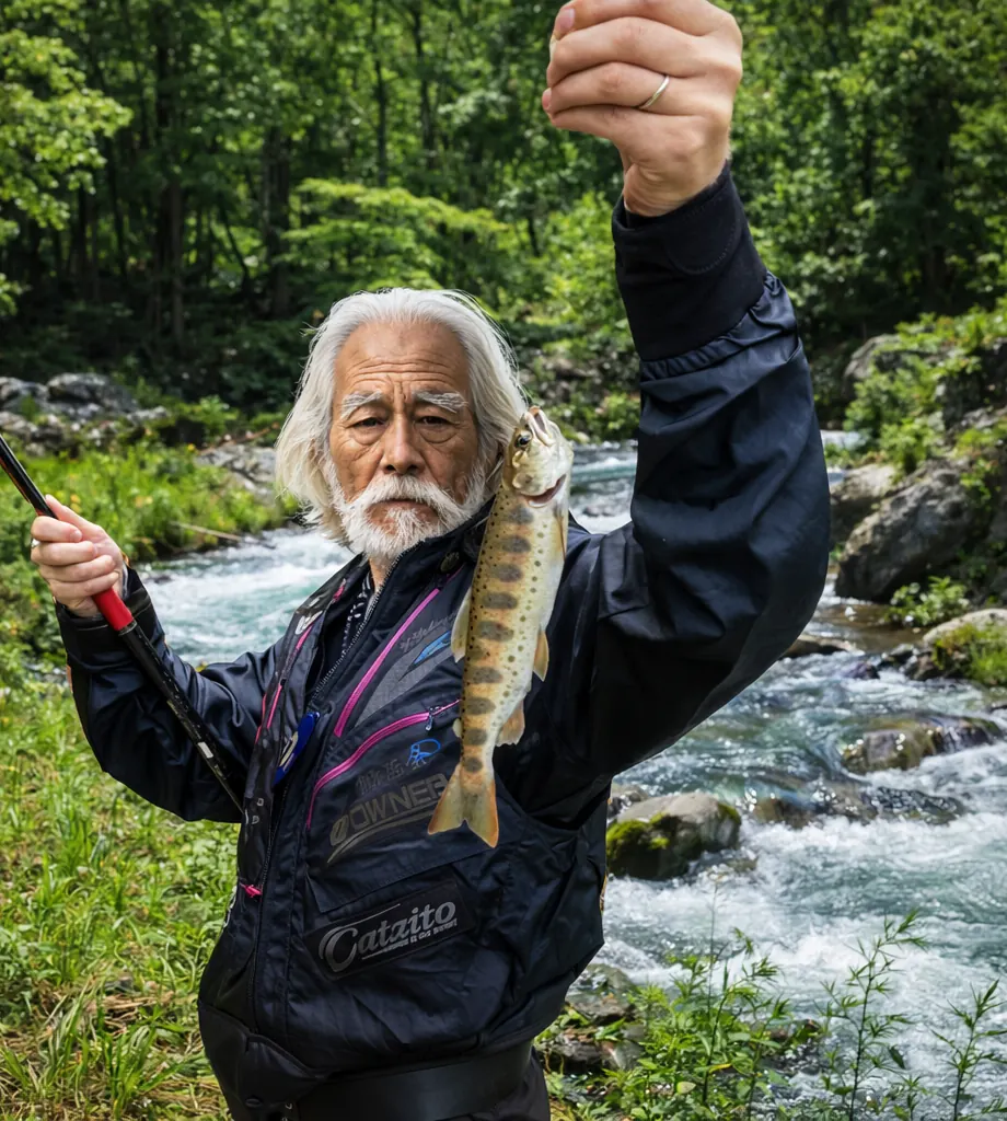 安家川でヤマメの釣果を得た米田.webp