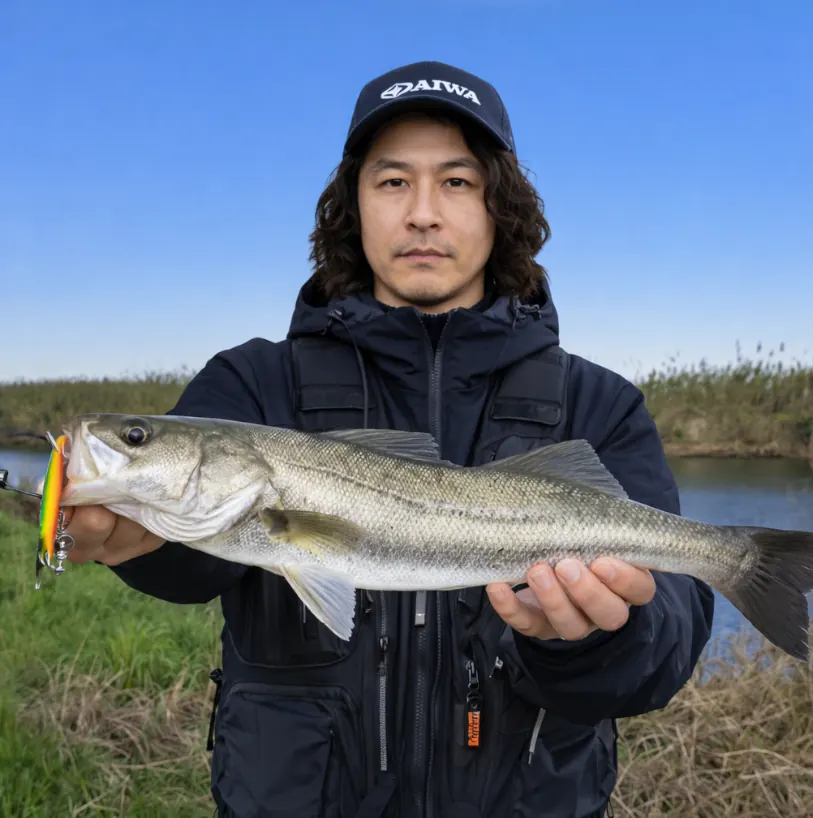 小櫃川でシーバスの釣果を得た岸本.webp