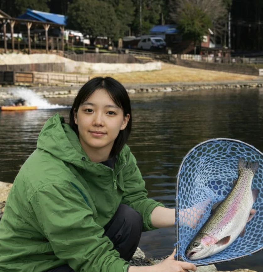 尚仁沢アウトドアフィールドでニジマスの釣果を得た森永.webp