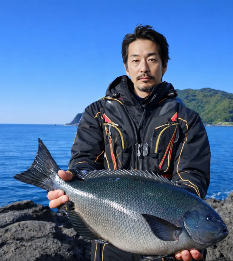 屋形島でグレの釣果を得た佐々木.webp