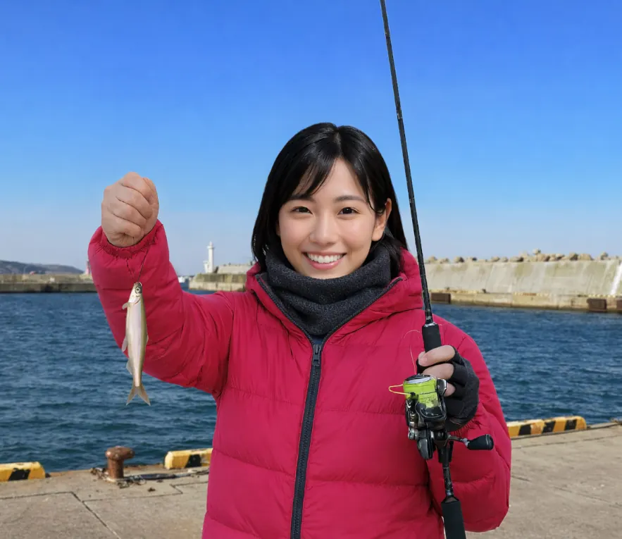川汲漁港でチカの釣果を得た黒川.webp