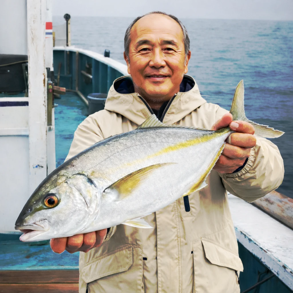 布良瀬でシマアジの釣果を得た田能村.webp