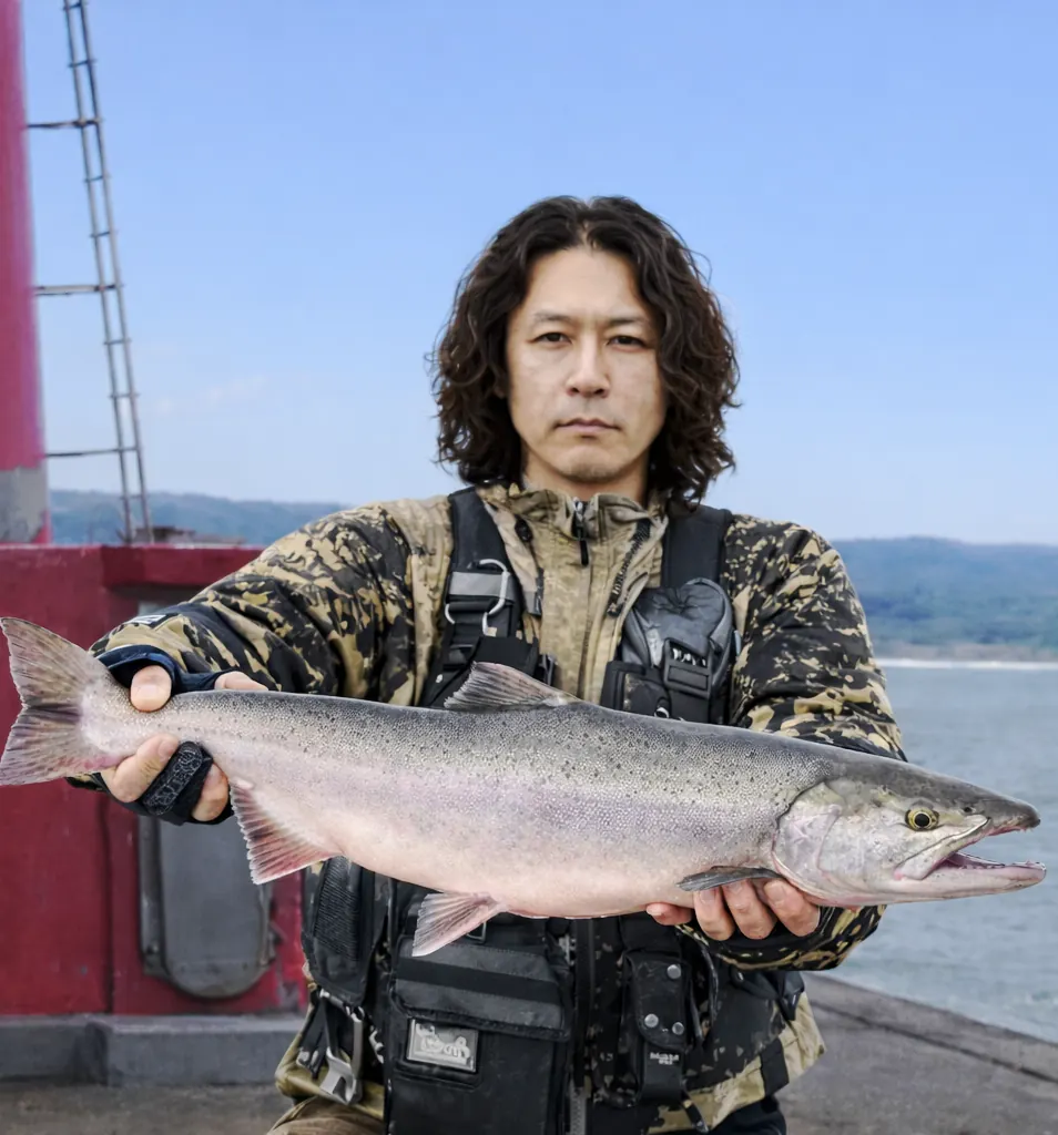 常呂漁港でカラフトマスの釣果を得た岸本.webp