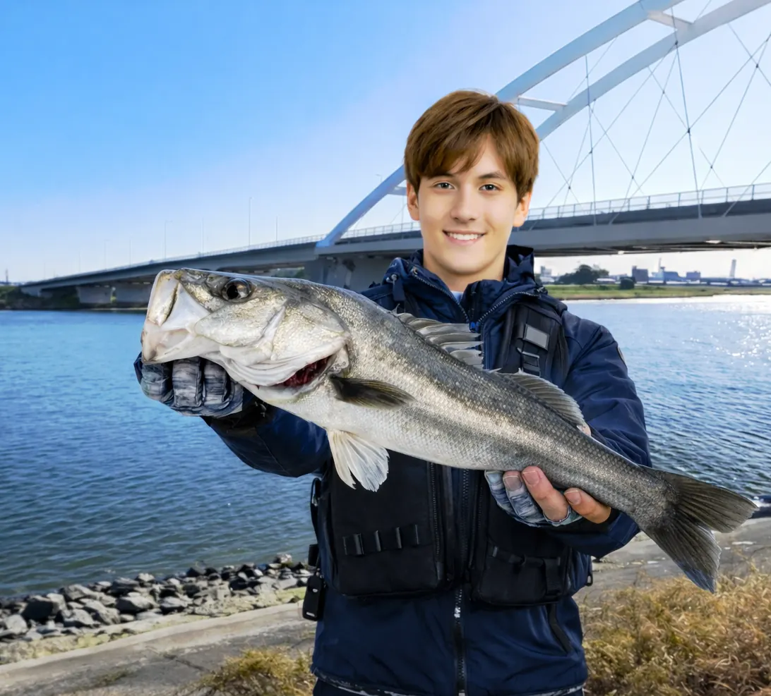 庄内川でシーバスの釣果を得た久良木.webp