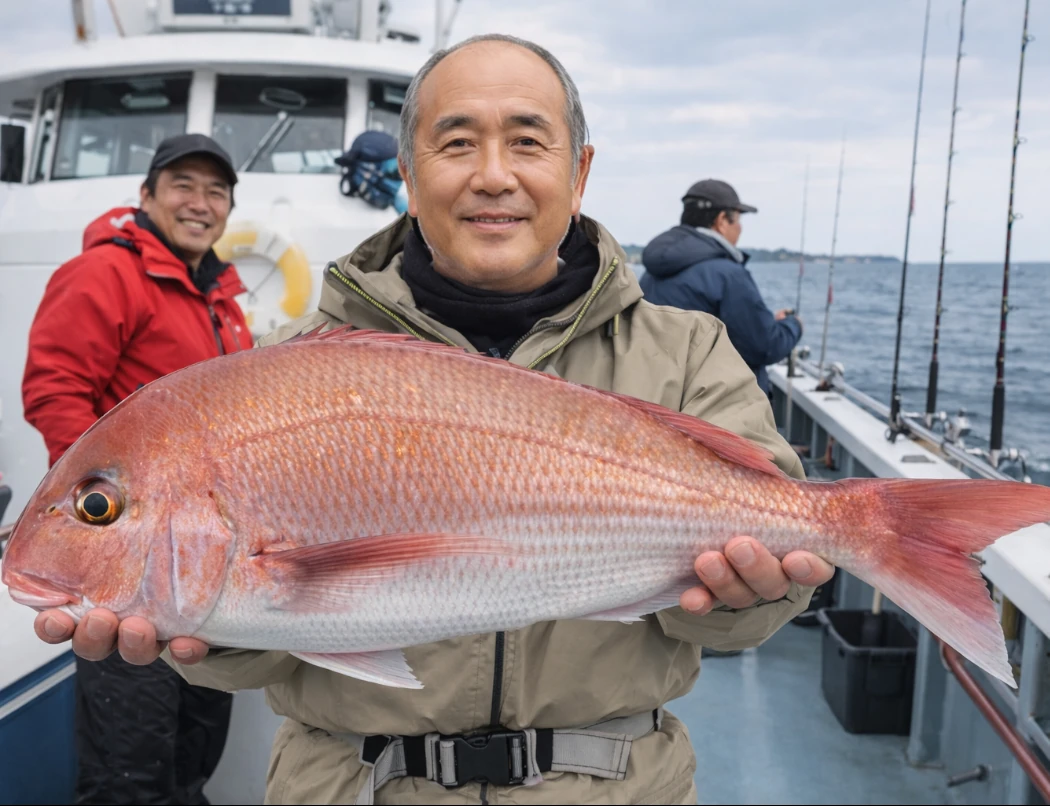 御前崎沖でマダイの釣果を得た田能村.webp