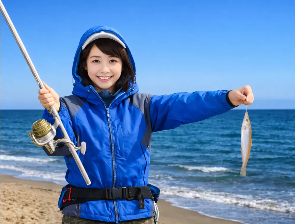 御殿場海岸でシロギスの釣果を得た西岡.webp