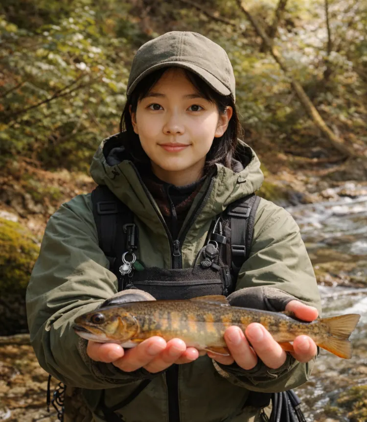 斐伊川でゴギの釣果を得た森永.webp