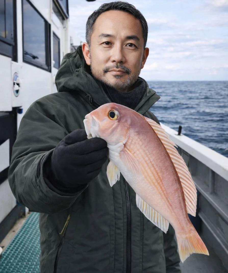 日立沖でアマダイの釣果を得た渡辺.webp