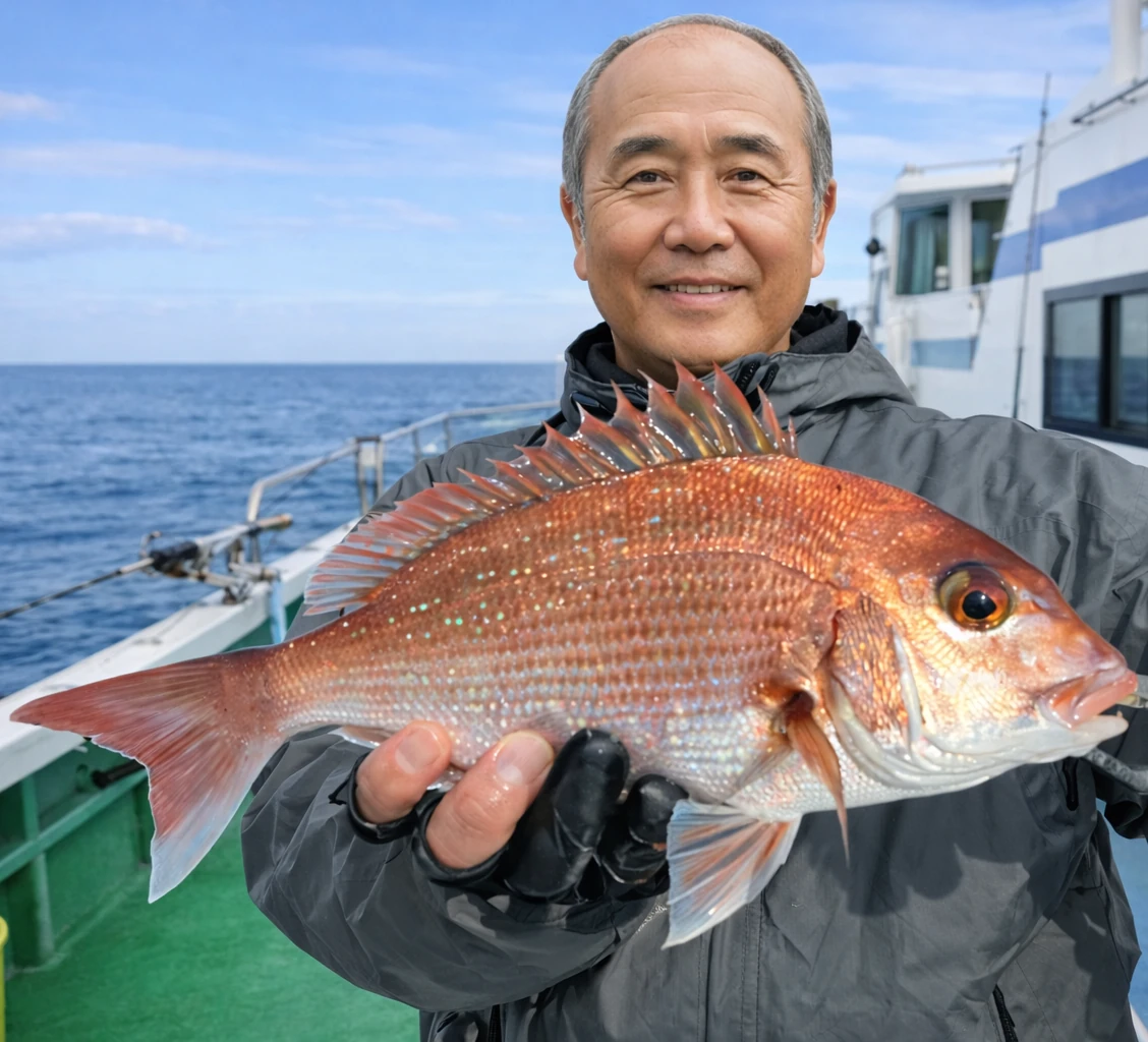 明石海峡でマダイの釣果を得た田能村.webp