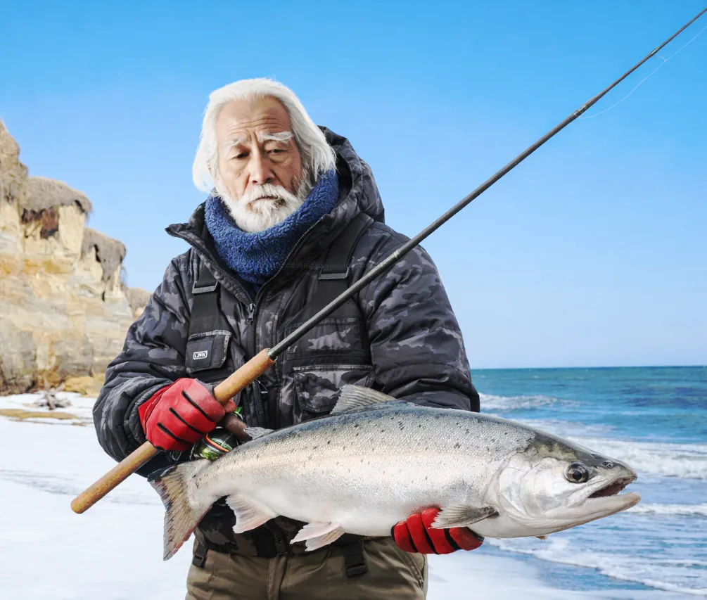 晩成海岸でサクラマスの釣果を得た米田.webp