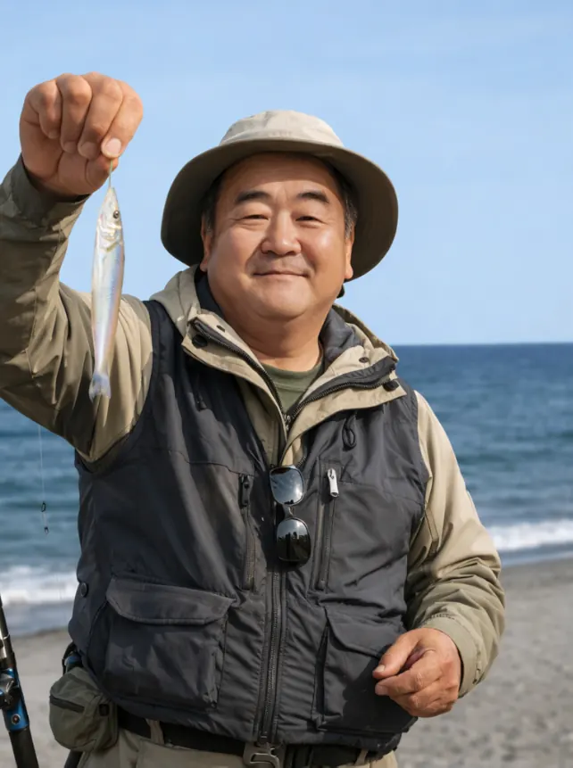 村松浜でシロギスの釣果を得た持田.webp