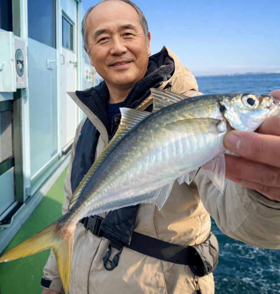 東京湾でアジの釣果を得た田能村.webp
