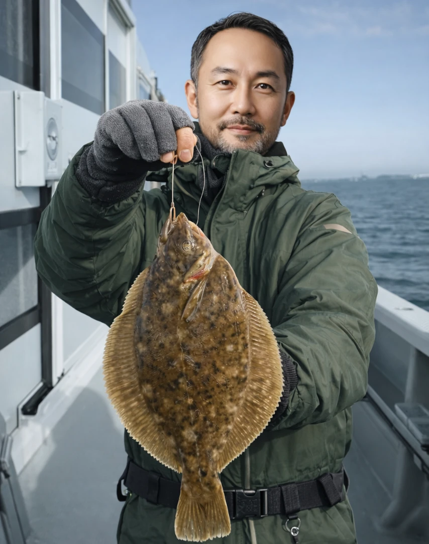 東京湾でカレイの釣果を得た渡辺.webp