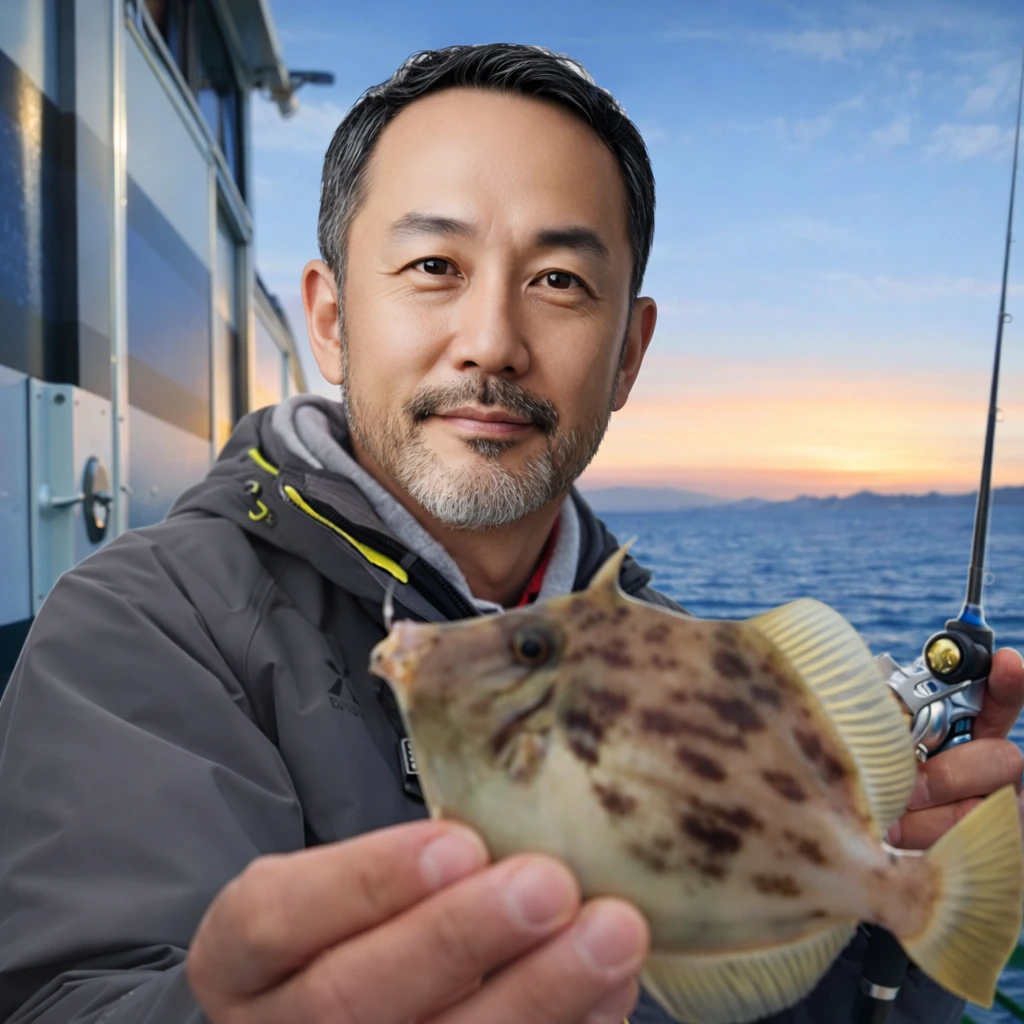 東京湾でカワハギの釣果を得た渡辺.webp