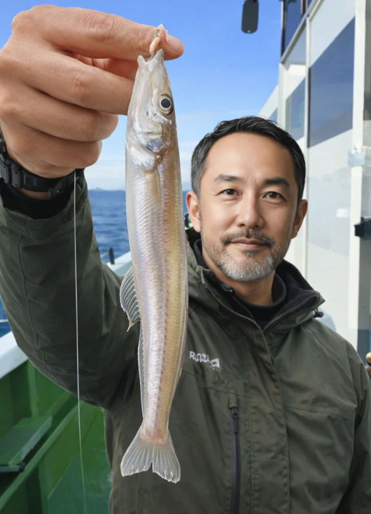 東京湾でシロギスの釣果を得た渡辺.webp