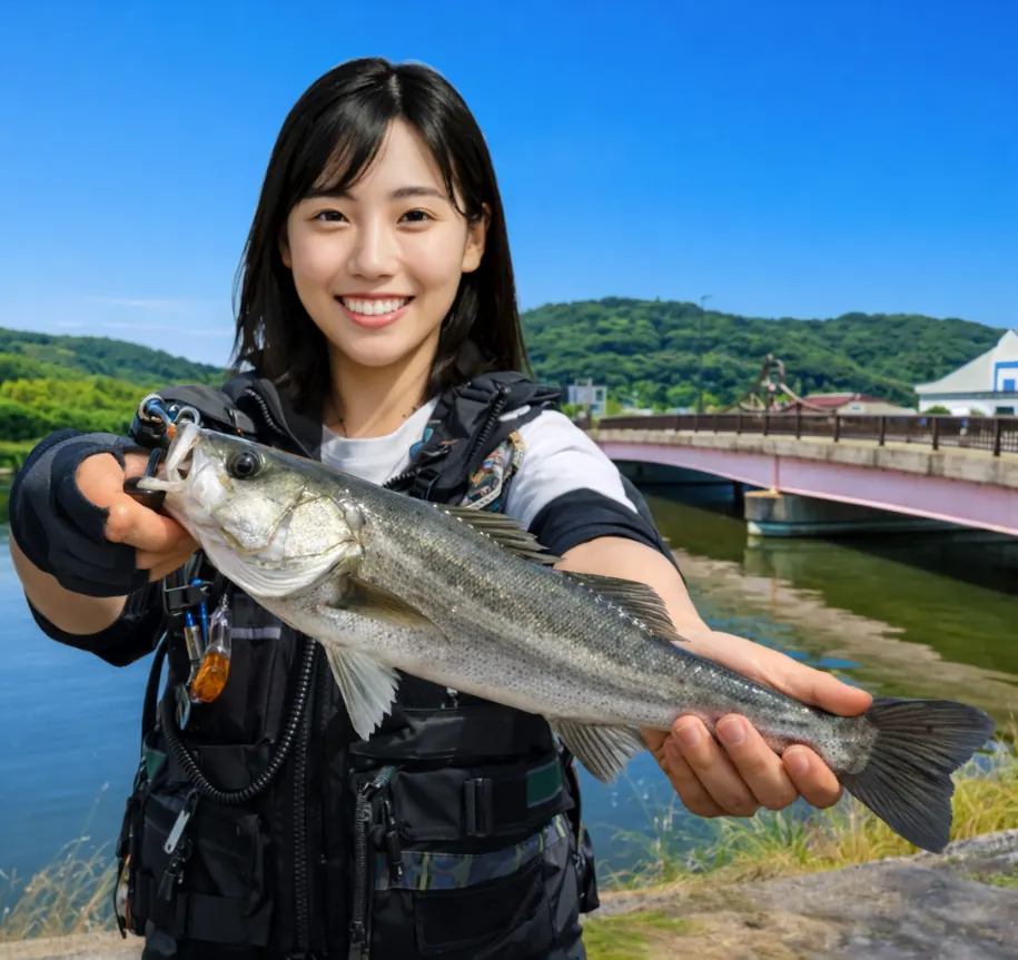 東郷池でシーバスの釣果を得た黒川.webp