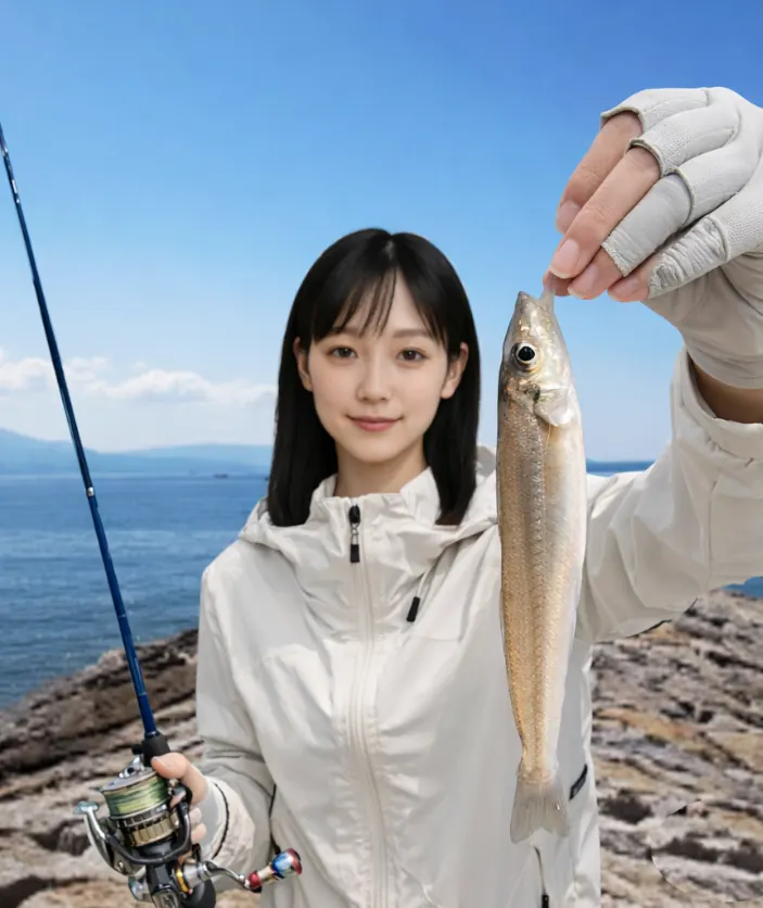 林崎・松江海岸でシロギスの釣果を得た国生.webp