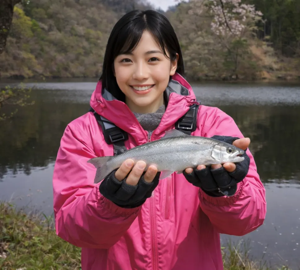 柳久保池でシナノユキマスの釣果を得た黒川.webp
