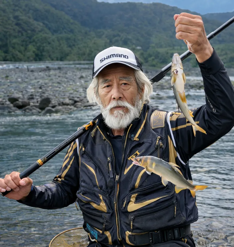 根尾川でアユの釣果を得た米田.webp
