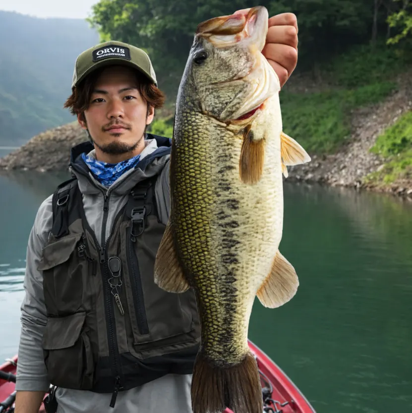 正木ダムでブラックバスの釣果を得た澤田.webp