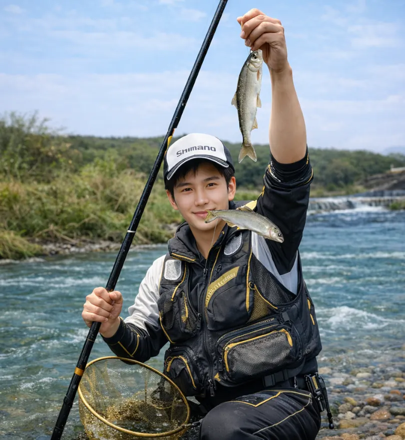 武儀川でアユの釣果を得た新崎.webp