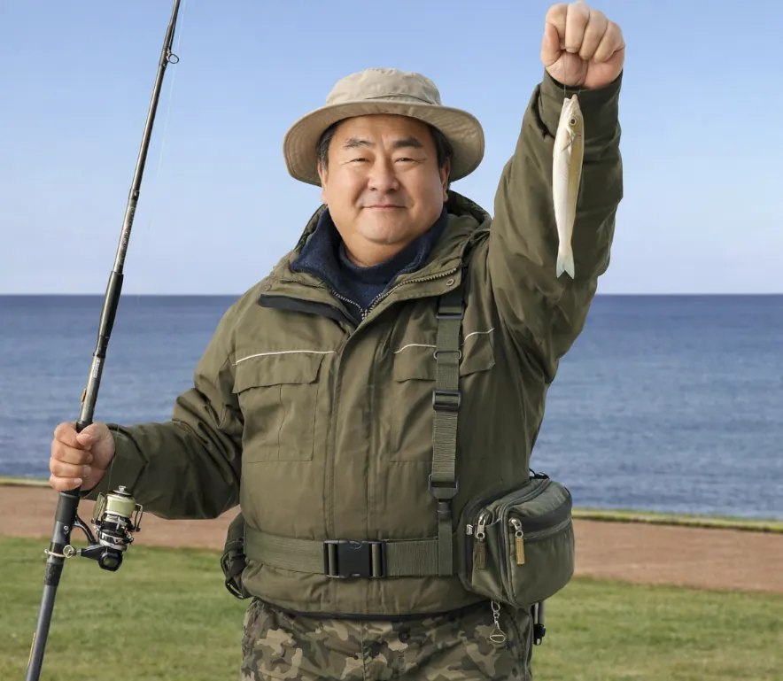 比美乃江公園でシロギスの釣果を得た持田.webp