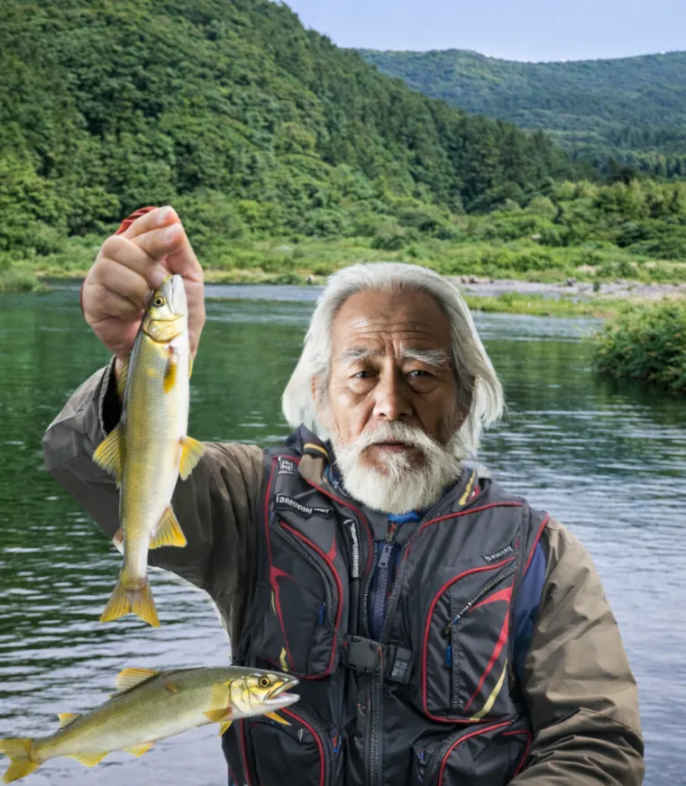 気仙川でアユの釣果を得た米田.webp