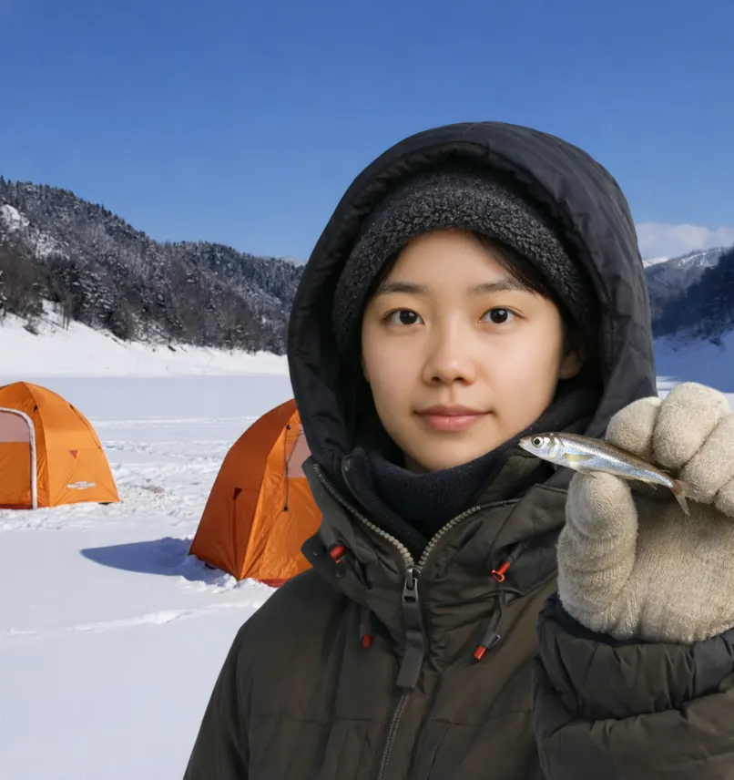 水窪ダムでワカサギの釣果を得た森永.webp