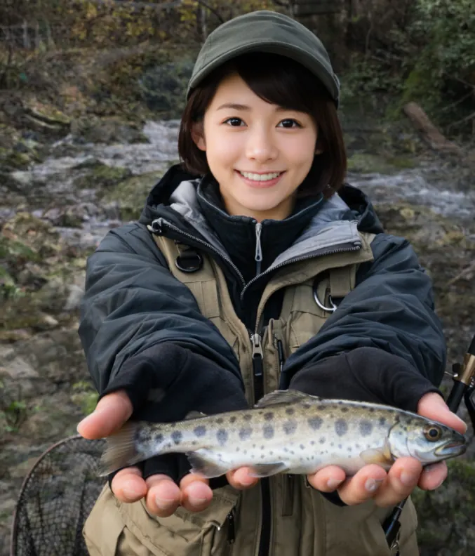 河野川でヤマメの釣果を得た西岡.webp