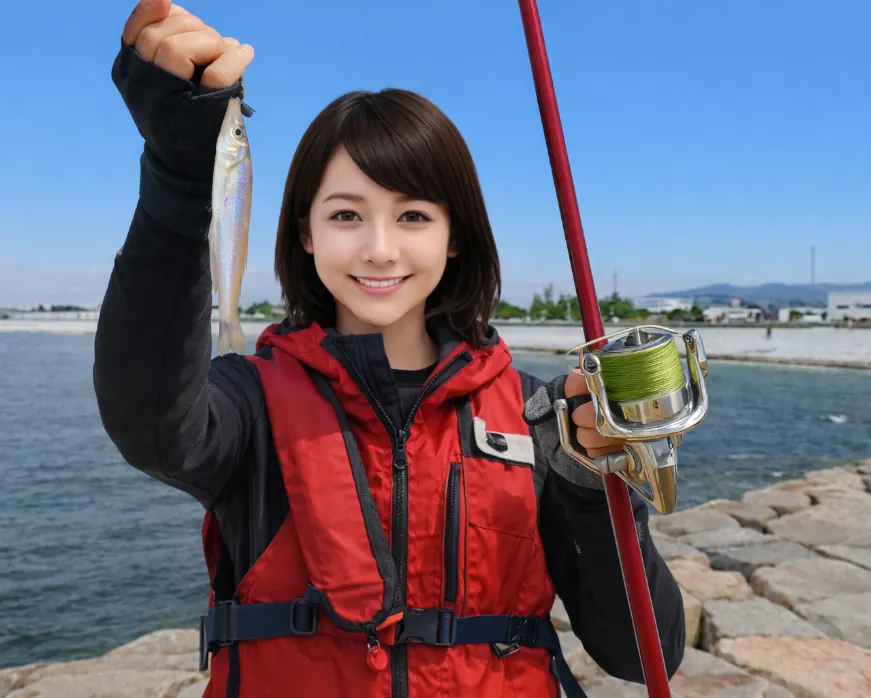 泉南マーブルビーチでシロギスの釣果を得た西岡.webp