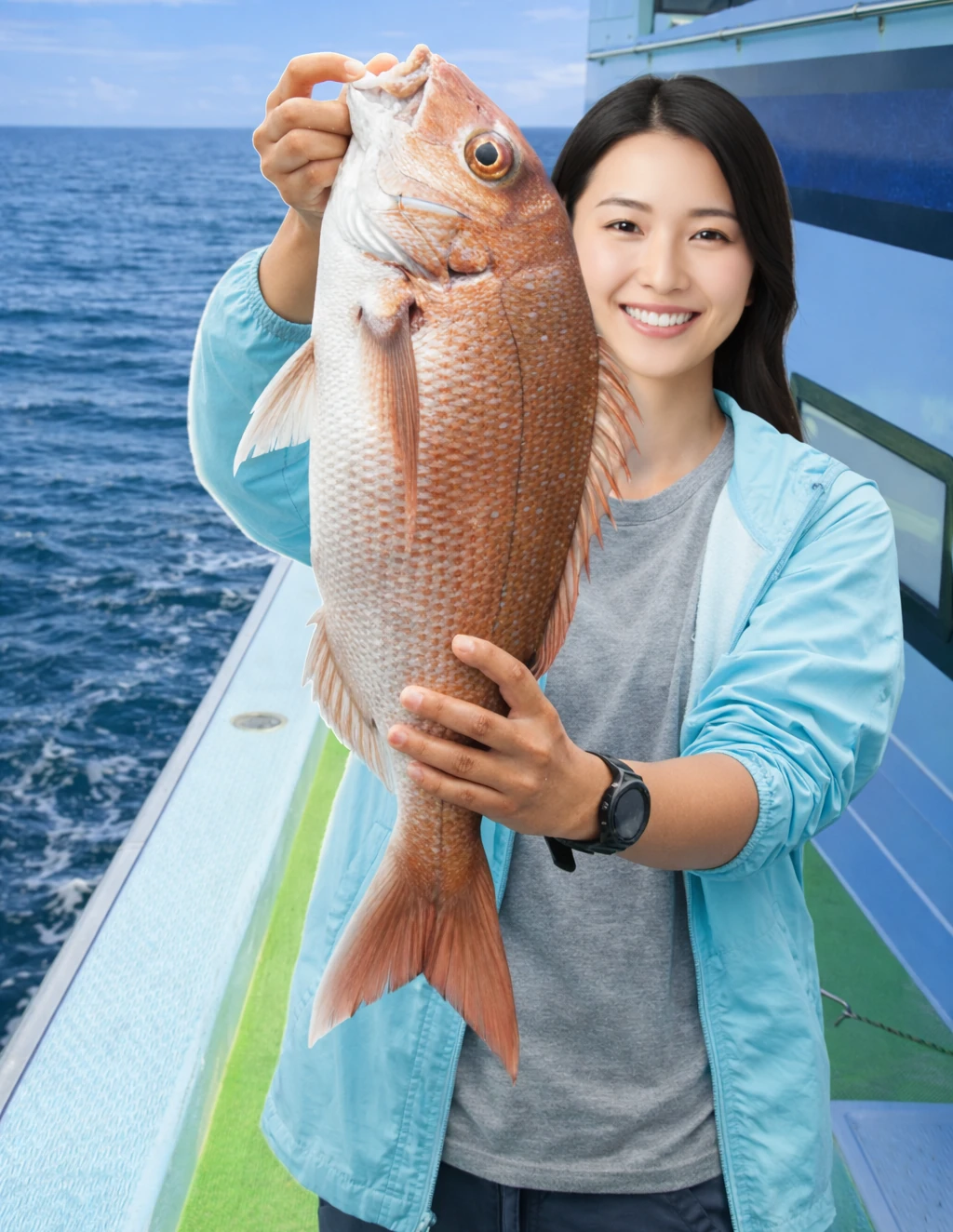 津軽海峡でマダイの釣果を得た仲代..webp