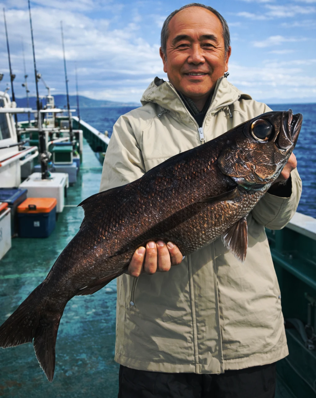 洲崎沖でクロムツの釣果を得た田能村.webp