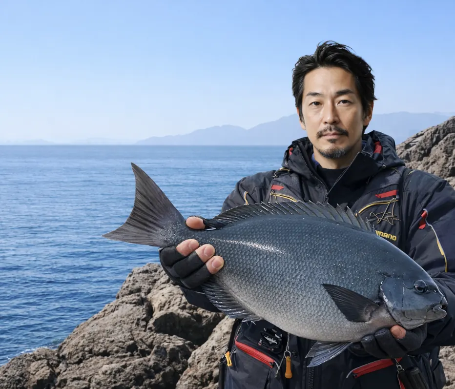 深島でグレの釣果を得た佐々木.webp