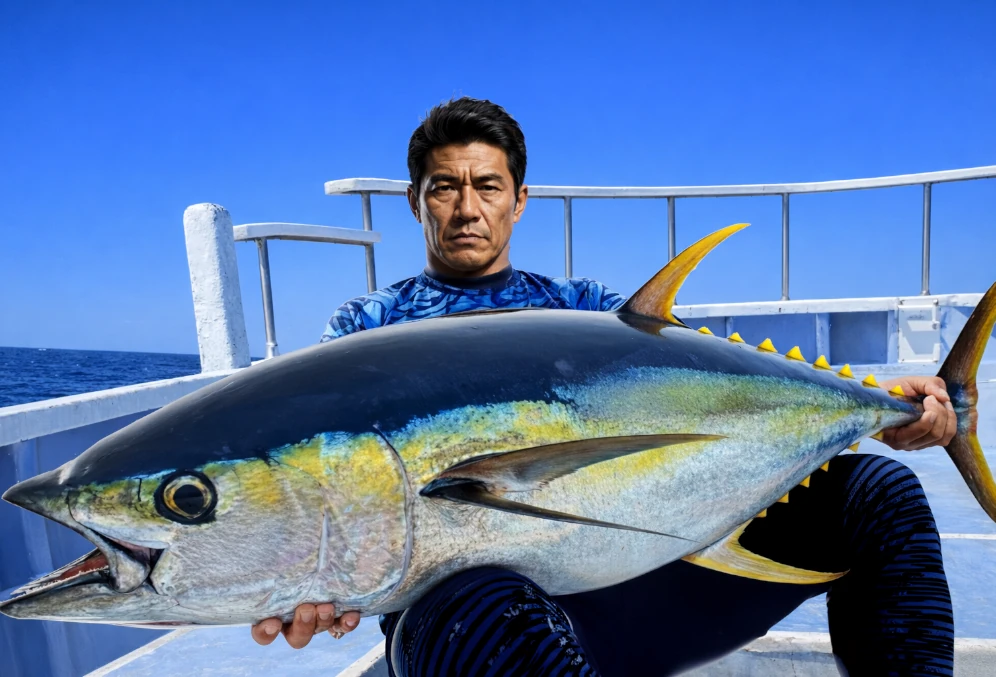 熊野灘でキハダマグロの釣果を得た北方.webp