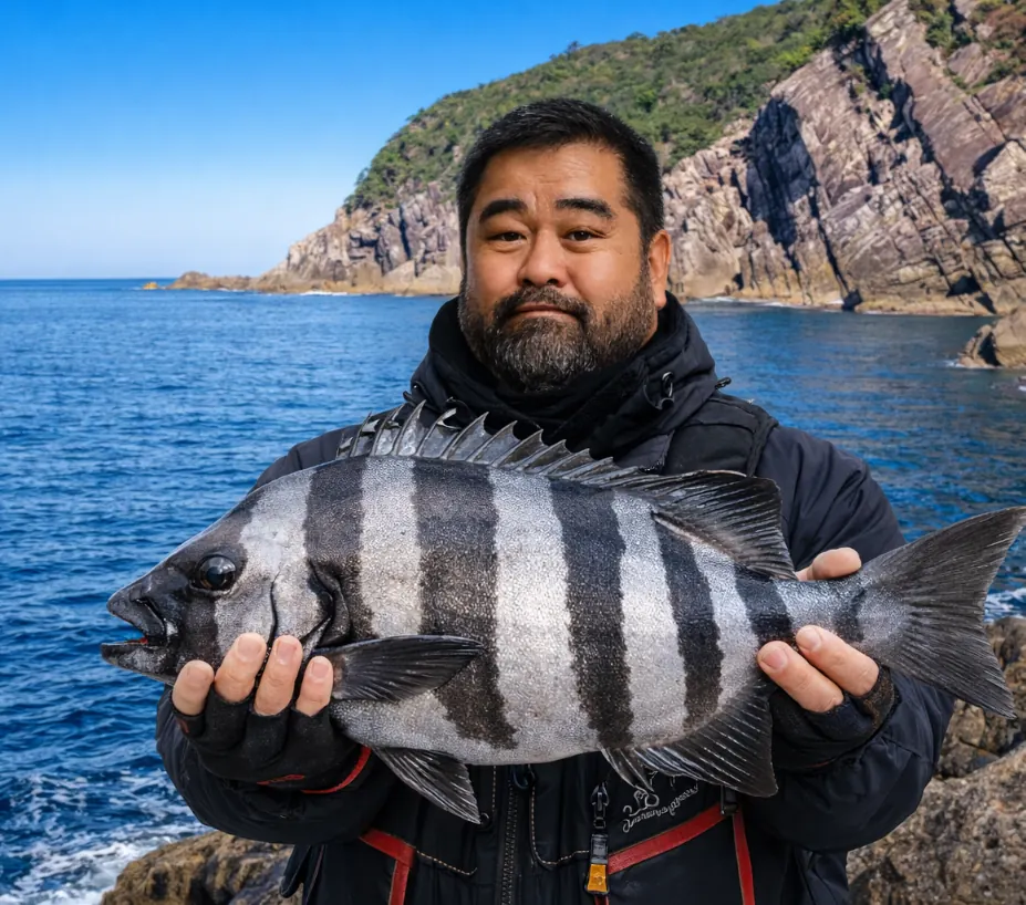牟岐大島でイシダイの釣果を得た楢崎.webp